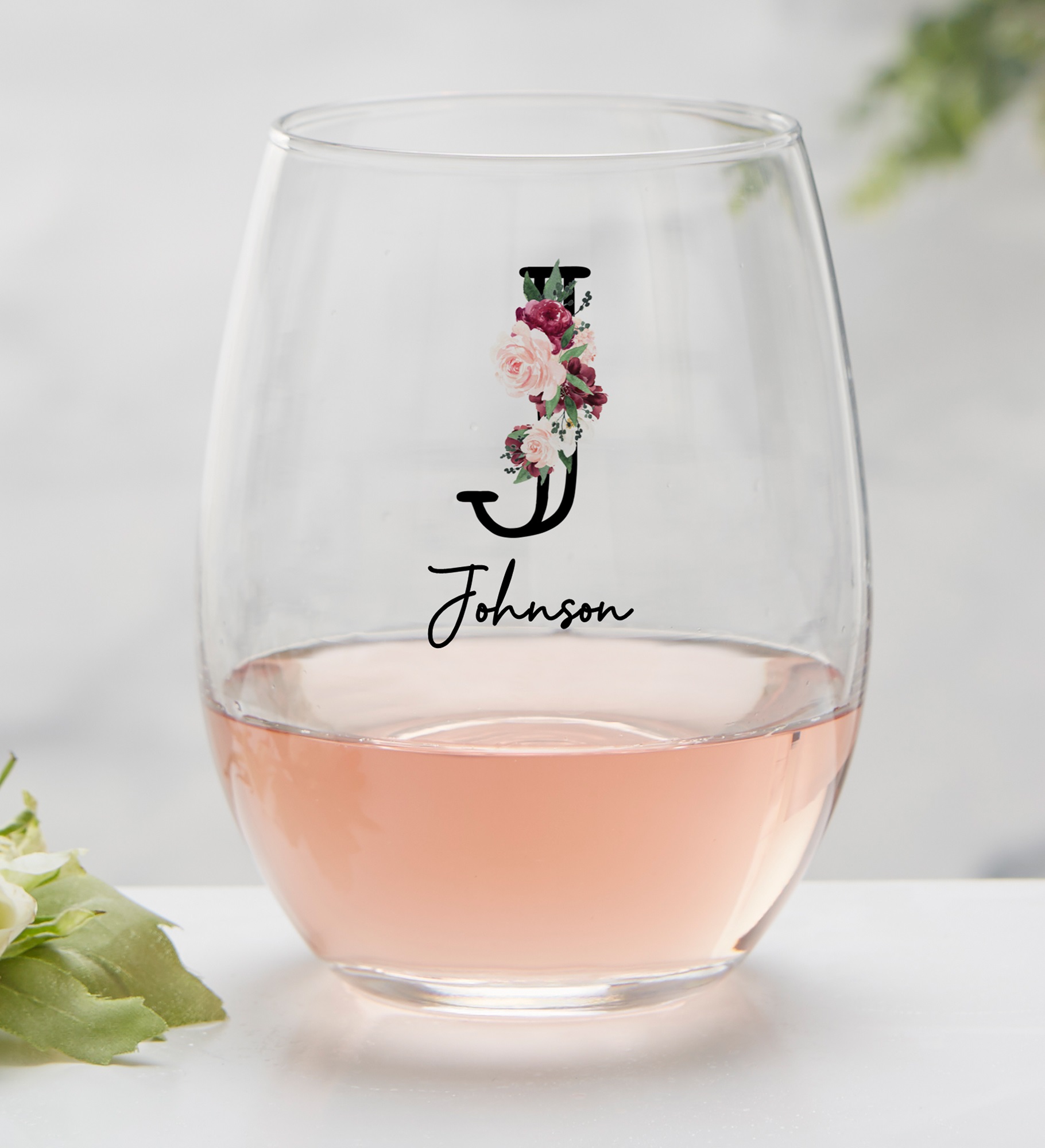 Wine Colorful Floral Personalized Wine Glass Collection